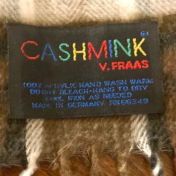 Vintage Cashmink V. Fraas Aztec Print Fringe Gray Winter Scarf - Picture 4 of 5